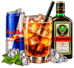 Drink 7 Still life Red Bull e Jagermeister con ghiaccio