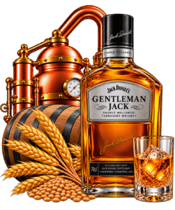 Bottiglia Gentleman Jack e distilleria al rame