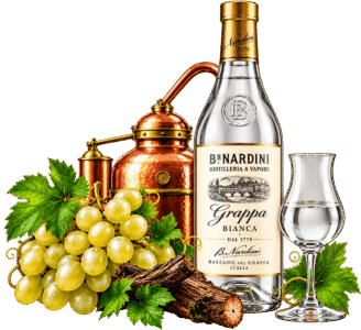 Composizione Grappa Nardini con Uva e Alambicco 2