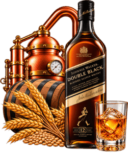 Composizione whisky Johnnie Walker e rame