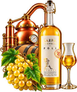 Grappa Sarpa Oro eleganza della distillazione