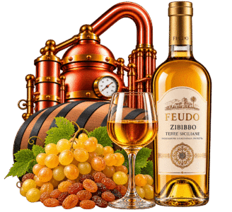 Still life del vino Zibibbo siciliano
