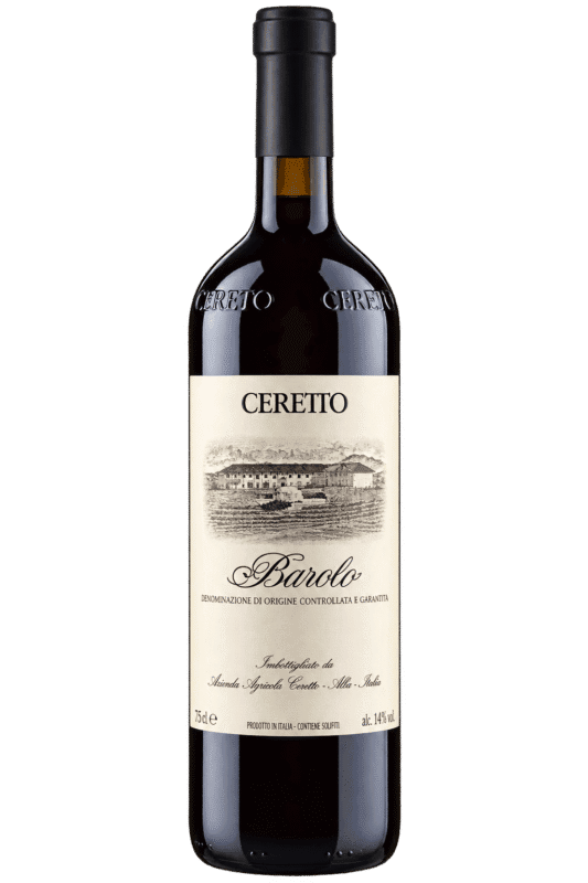 Bottiglia di Barolo Ceretto su trasparenza