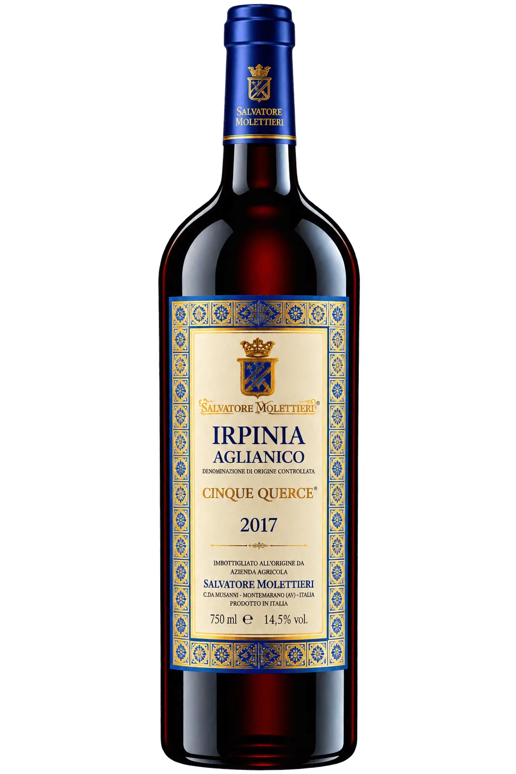 Bottiglia di vino Aglianico Cinque Querce 2017