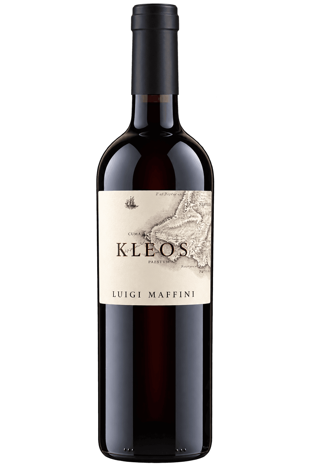 Bottiglia di vino Kleos su trasparenza