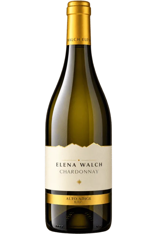 Bottiglia Elena Walch Chardonnay su sfondo trasparente