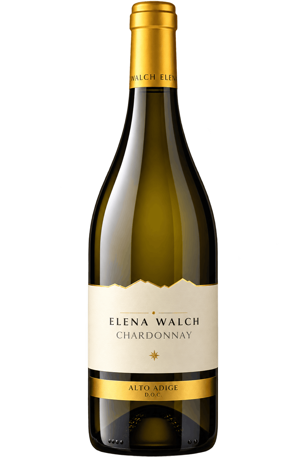 Bottiglia Elena Walch Chardonnay su sfondo trasparente