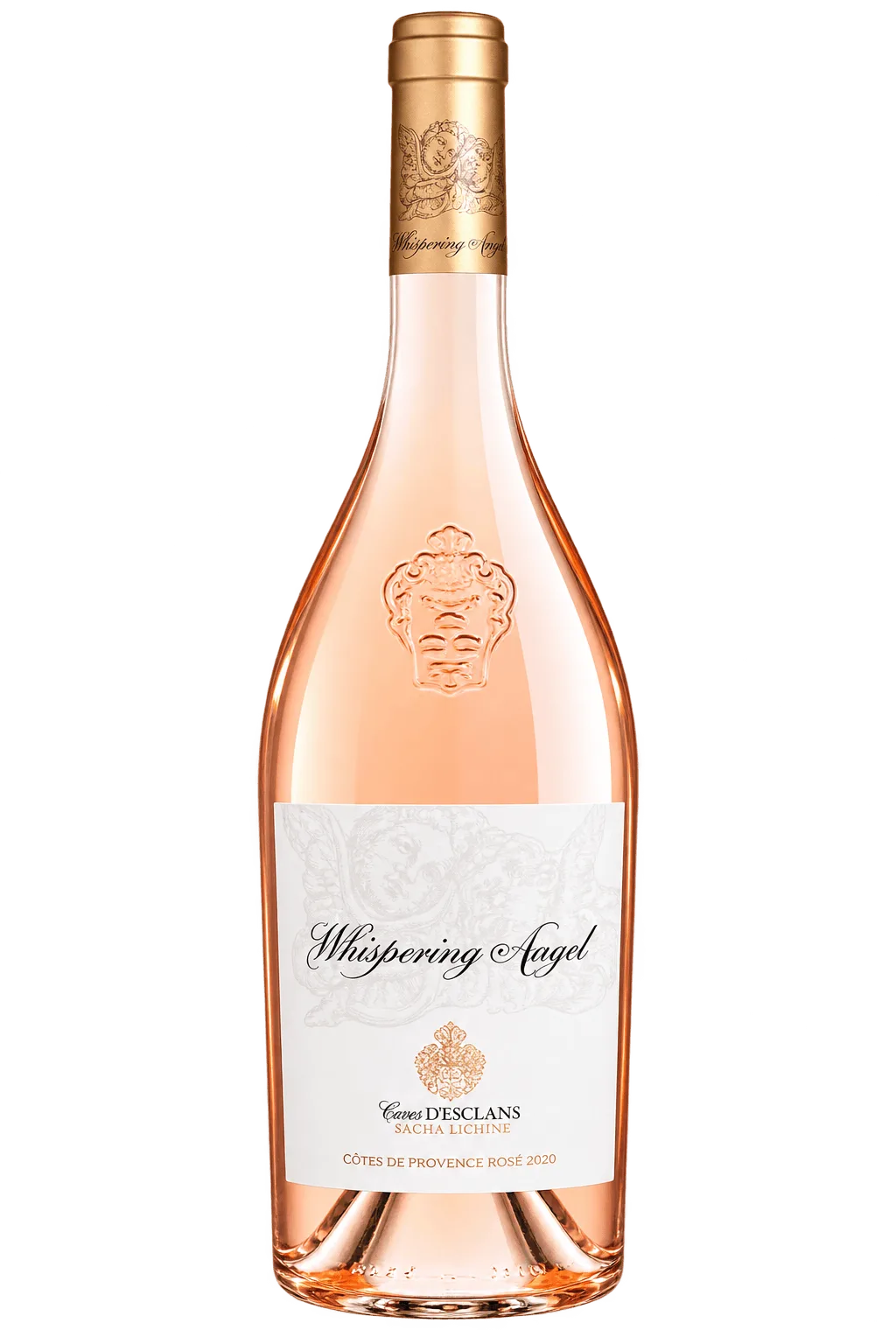 Bottiglia Whispering Angel Rose isolata