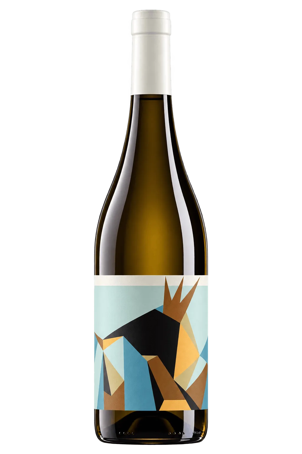 Bottiglia di vino geometrica su sfondo trasparente