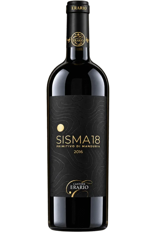 Bottiglia di vino SISMA18 su sfondo trasparente