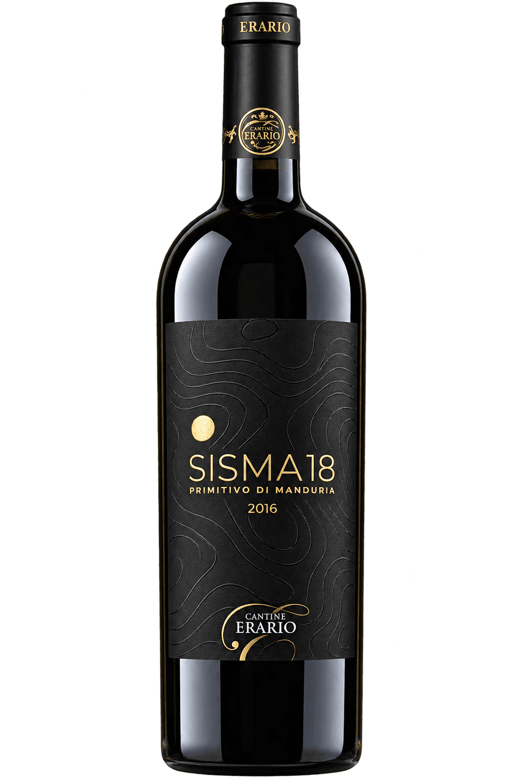 Bottiglia di vino SISMA18 su sfondo trasparente