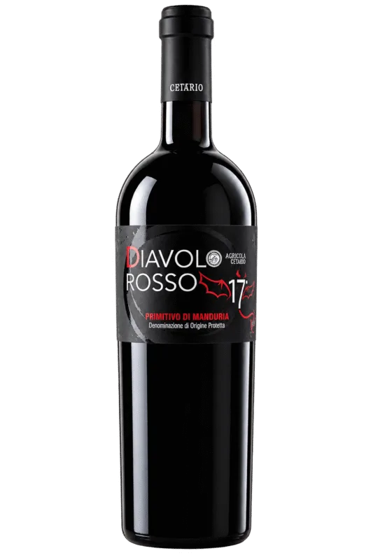 Bottiglia di vino Diavolo Rosso isolata