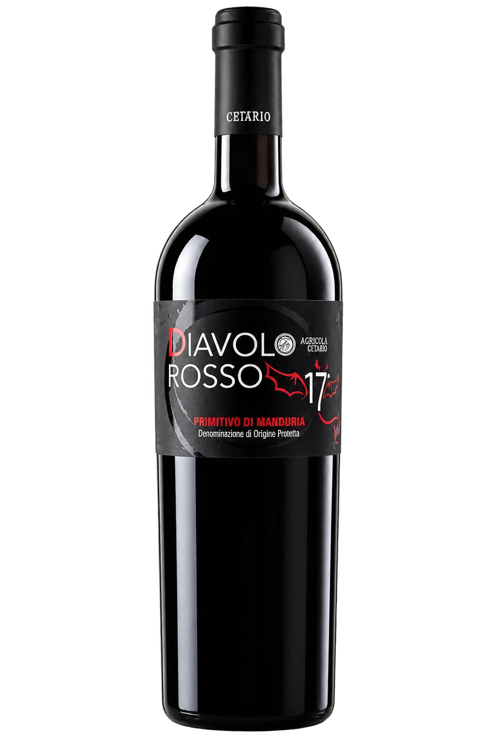 Bottiglia di vino Diavolo Rosso isolata